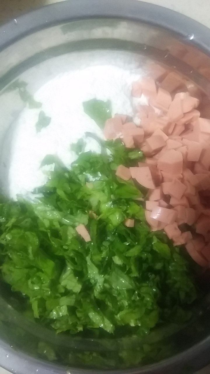 青菜火腿煎饼步骤2