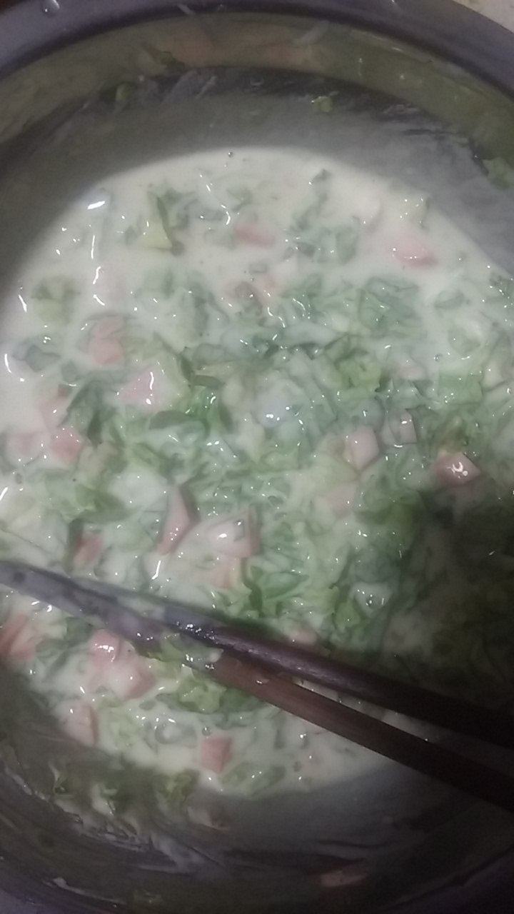 青菜火腿煎饼步骤3