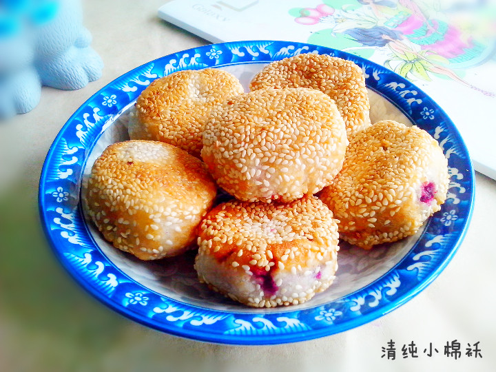 椰香紫薯芝麻饼步骤9