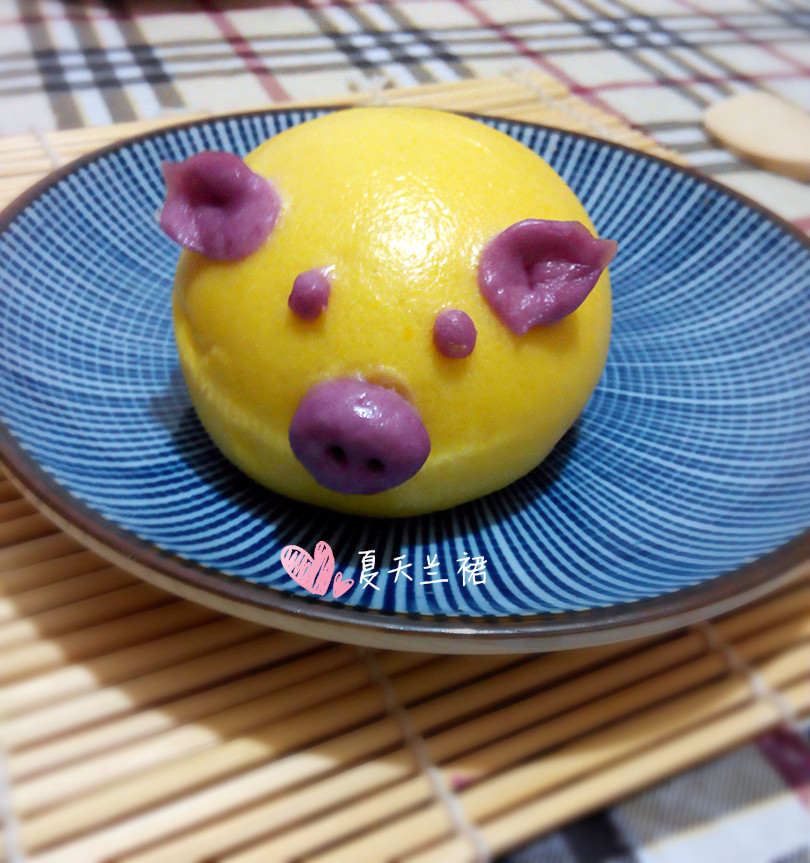 南瓜紫薯小猪馒头#多步骤8