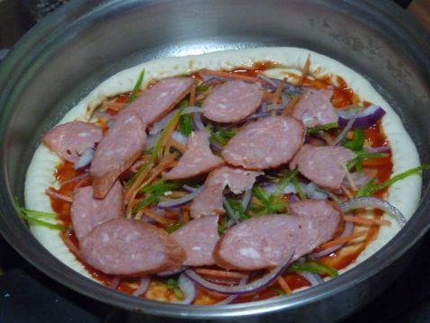 平底锅火腿披萨步骤7