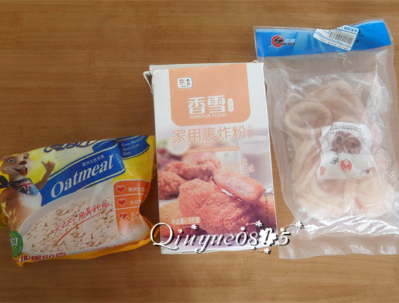 燕麦片裹炸鱿鱼圈步骤1