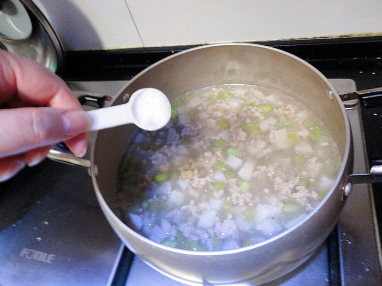 芋艿毛豆肉沫羹步骤9