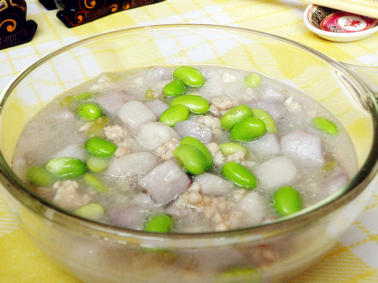 芋艿毛豆肉沫羹步骤11