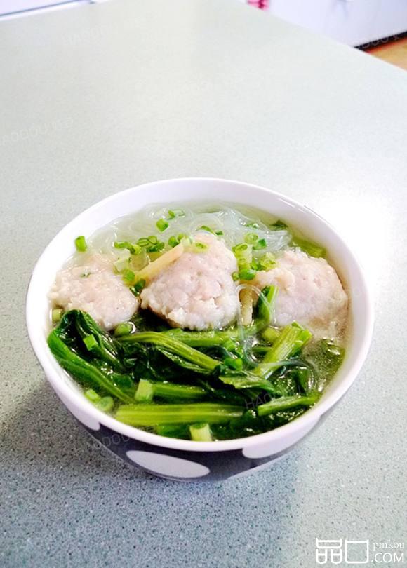 粉丝鱼滑滚芥菜汤