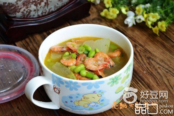 小河虾毛豆子冬瓜汤