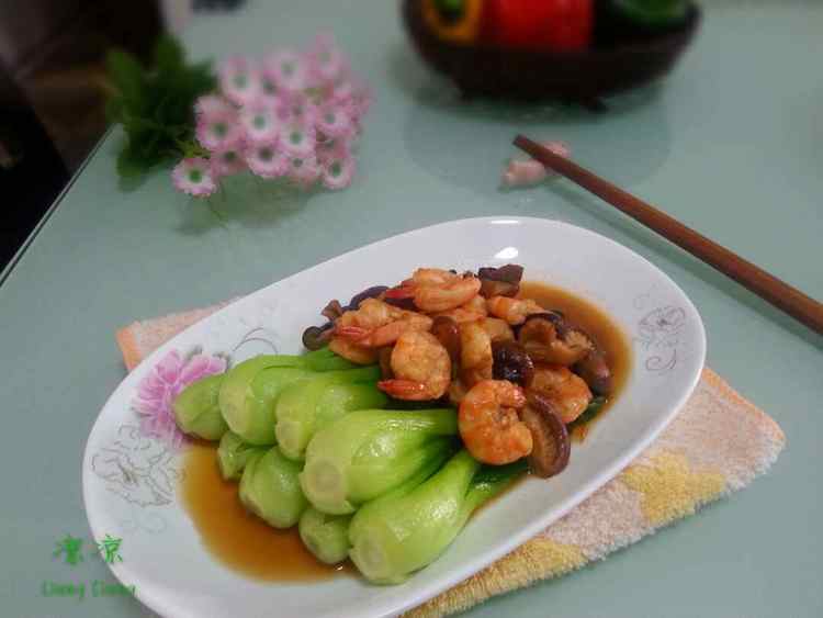 虾菇油菜心步骤8