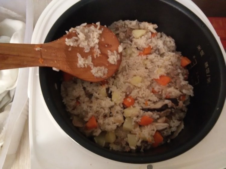 时蔬香菇肉末饭步骤11