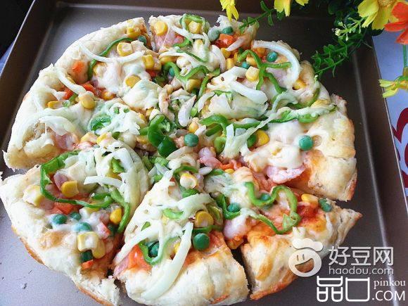 虾仁玉米蔬菜披萨