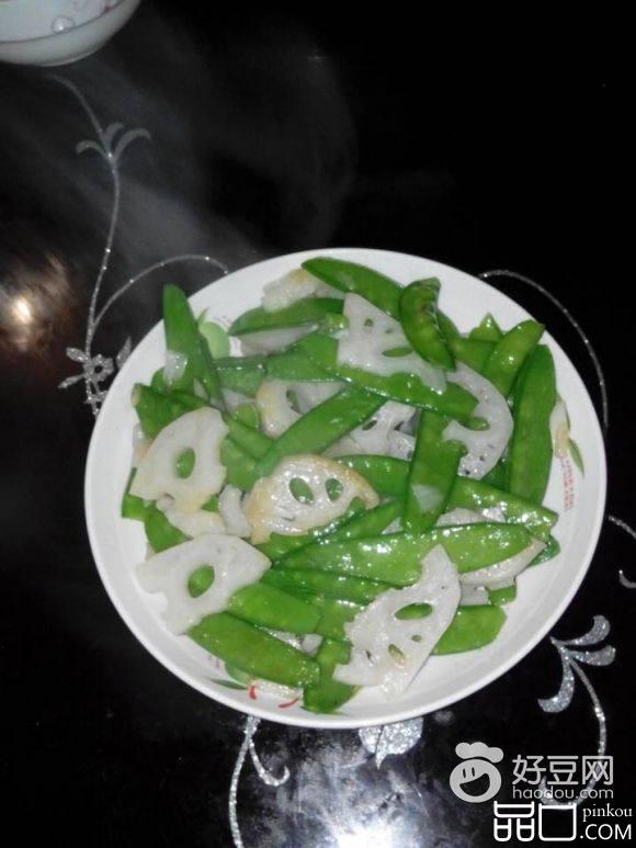 藕片炒荷兰豆