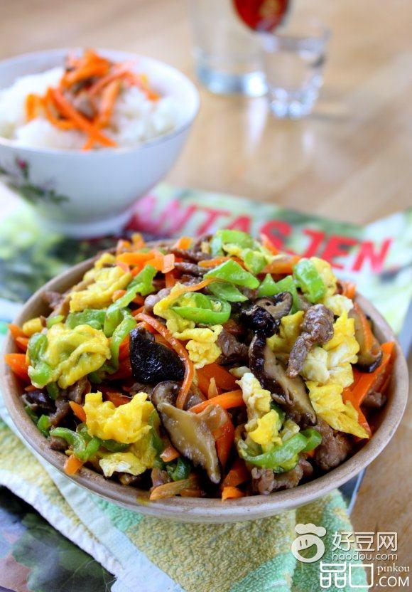 胡萝卜羊肉炒鸡蛋