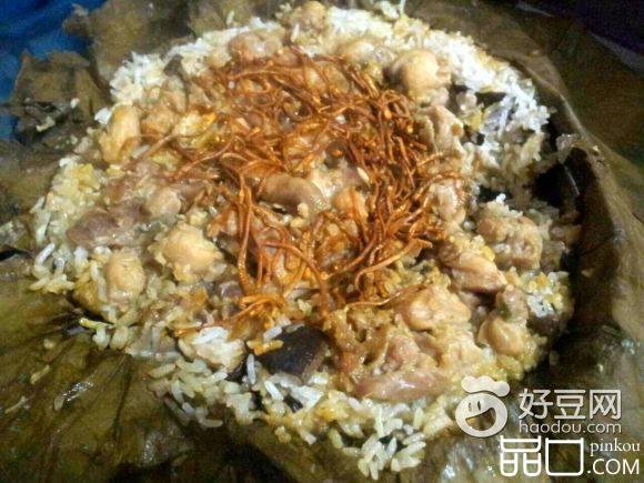 虫草花鸡腿荷叶饭