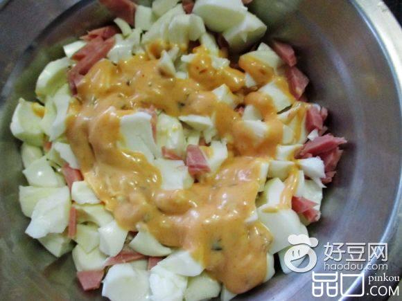 千岛酱拌蛋白火腿粒