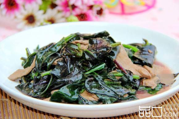 紫背菜炒猪肝