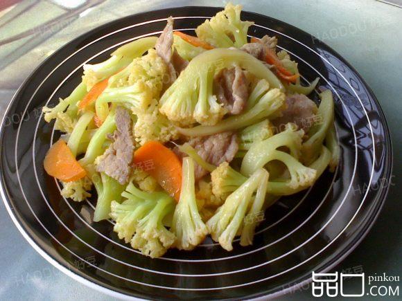 肉片炒花菜