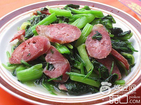 香肠炒菠菜