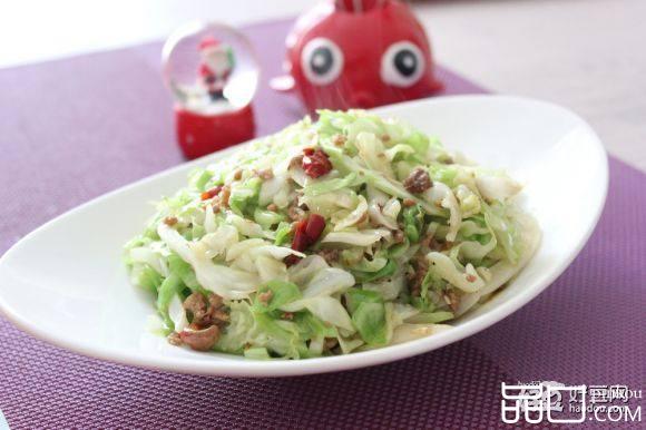 肉末炝炒圆白菜