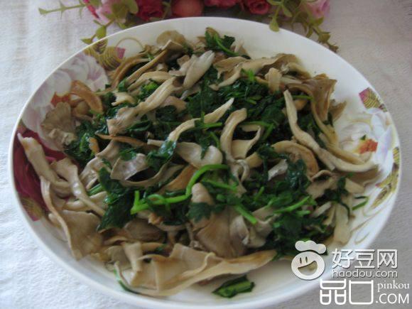 凉拌栗蘑芹菜叶