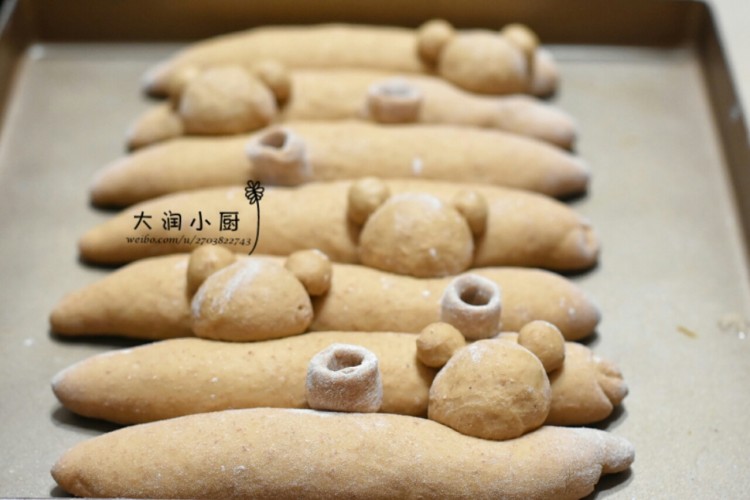 蜜梨全麦小熊面包步骤9