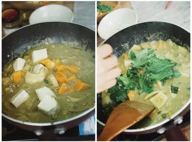 素食谱 | 时蔬青咖喱步骤5