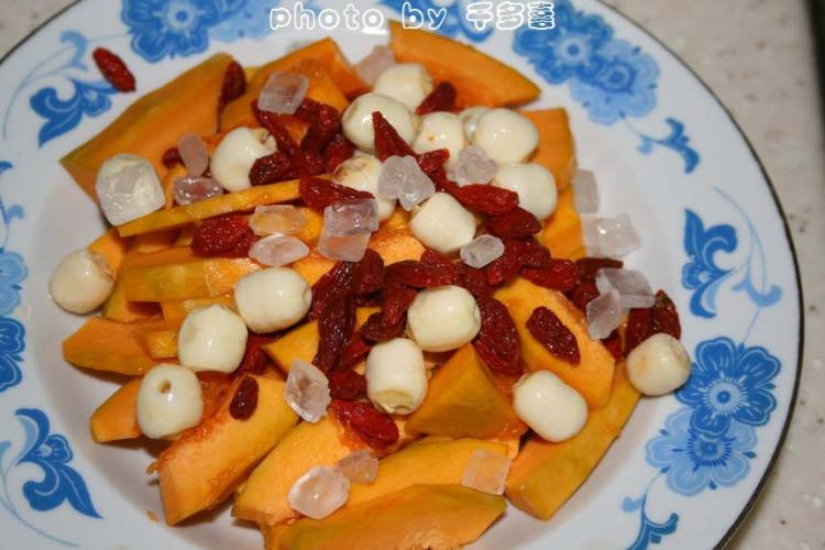 冰糖莲子蒸南瓜步骤5
