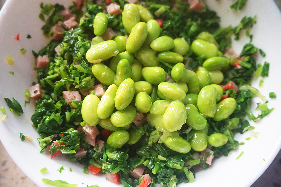 凉拌毛豆荠菜塔步骤9