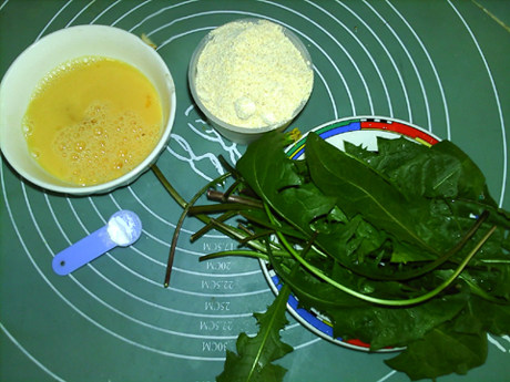 蒸蒲公英鸡蛋玉米饼步骤1
