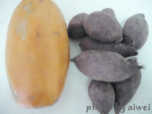木瓜紫薯泥步骤1
