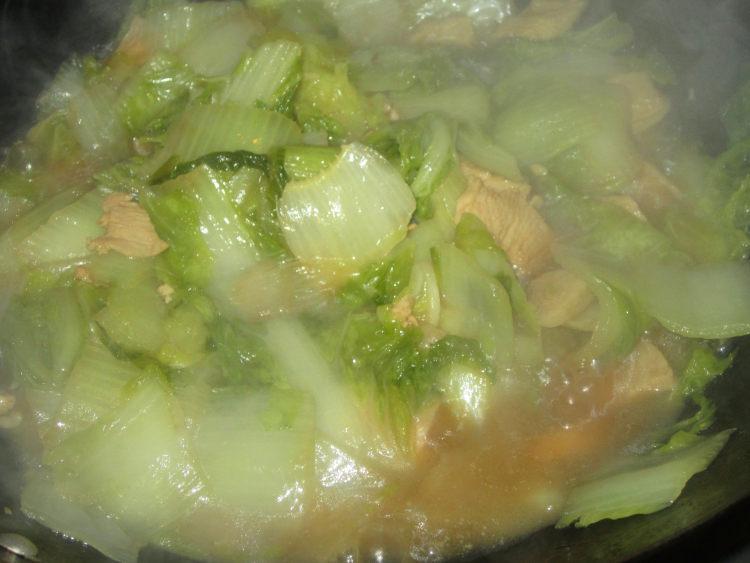 蚝油白菜鸡片步骤10