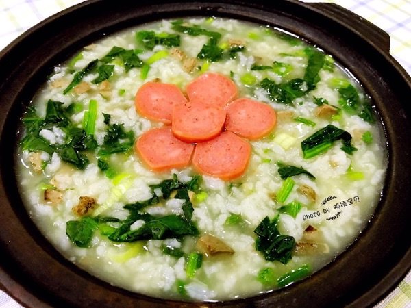 猪肝菠菜粥步骤12