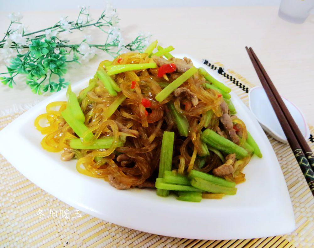 芹菜炒肉丝粉步骤14
