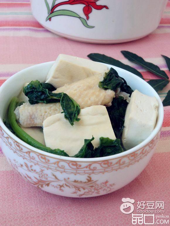 鸡汤豆腐小白菜