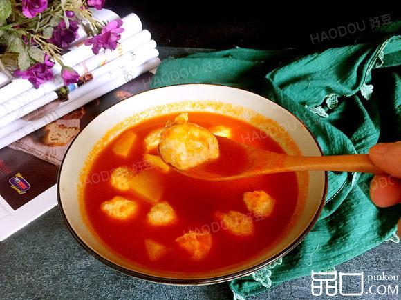 鸡茸丸番茄浓汤