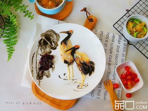 国画风趣味餐盘画