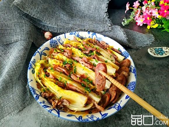 蒸香肠娃娃菜