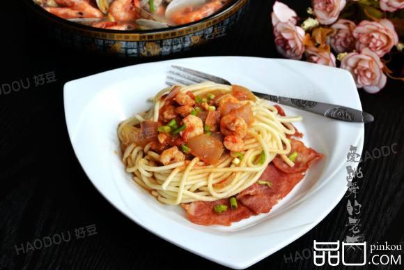 培根虾仁意大利面