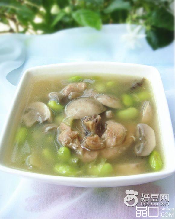 鸡肉蘑菇毛豆汤