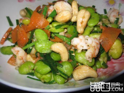 虾仁韭菜炒蚕豆