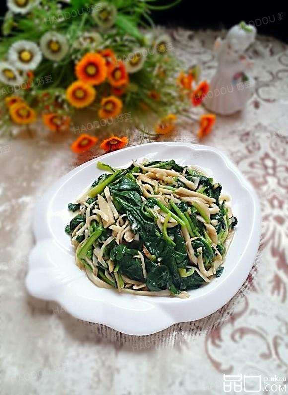 杏鲍菇炒菠菜