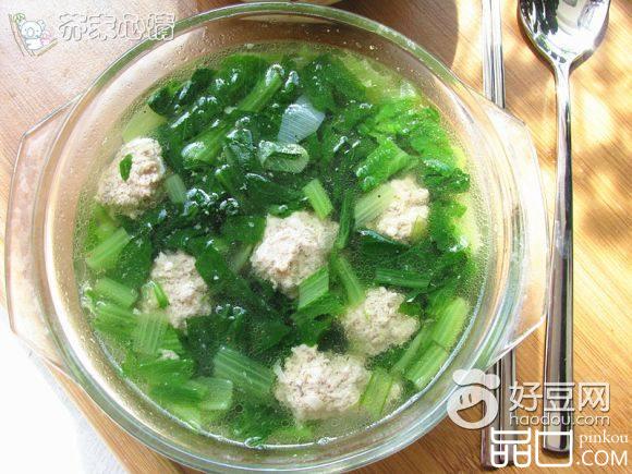 小白菜牛肉丸子汤