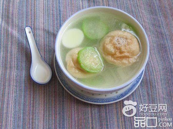 丝瓜豆腐油球汤