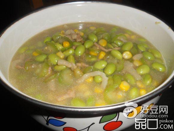 毛豆玉米丝瓜炒肉丝