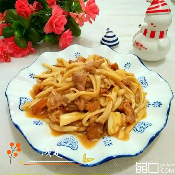 手撕杏鲍菇炒肉片