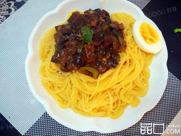 茄子肉丁黄面条