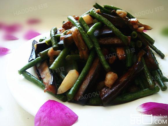 肉末炒茄子豇豆＃新鲜