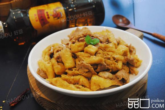 豆腐泡炒肉片