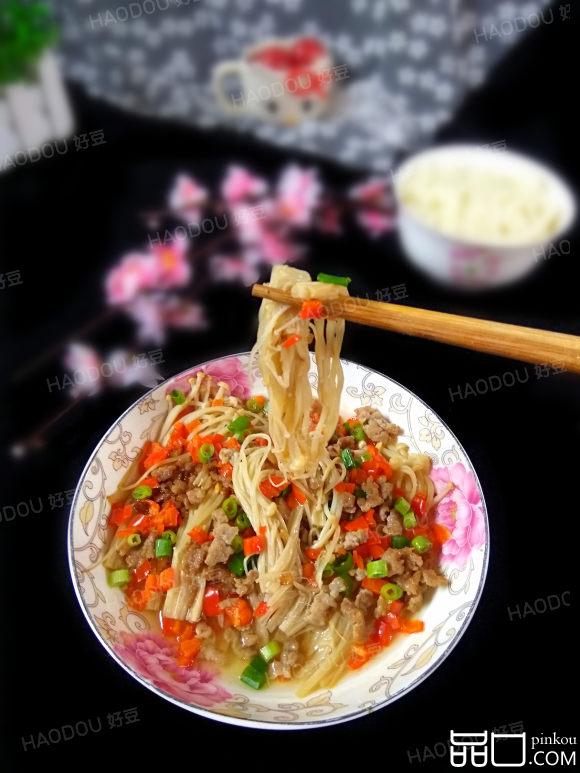 蒜蓉肉末蒸金针菇#多