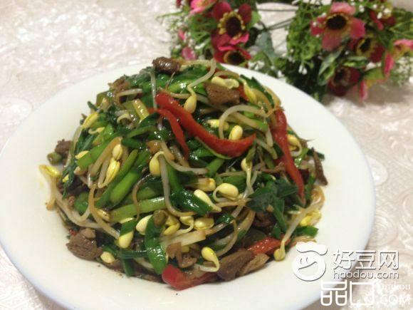 韭菜豆芽炒肉丝