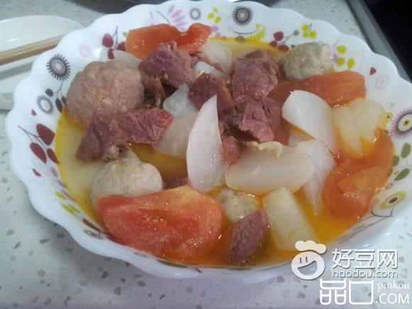 番茄牛肉萝卜丸子汤