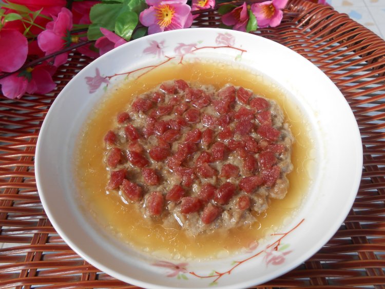 腊肠粒蒸肉饼步骤8